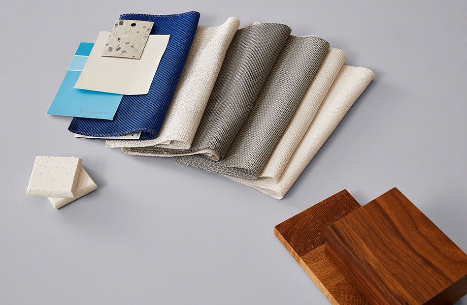 417 Gamma Gray work table with samples 